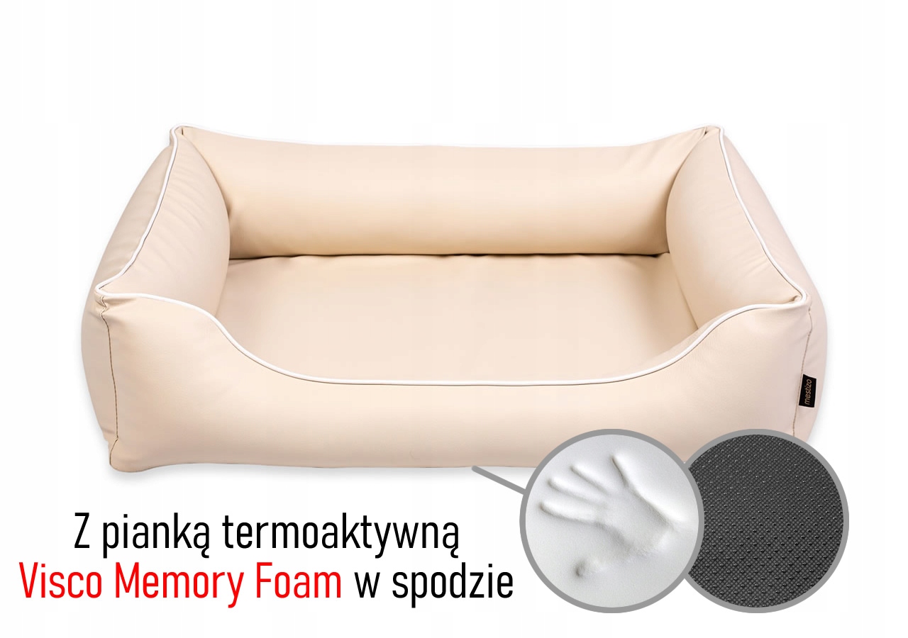 Pelíšek z ekokůže pro psa potah s pěnou MemoryFoam 65x50, rozebíratelný