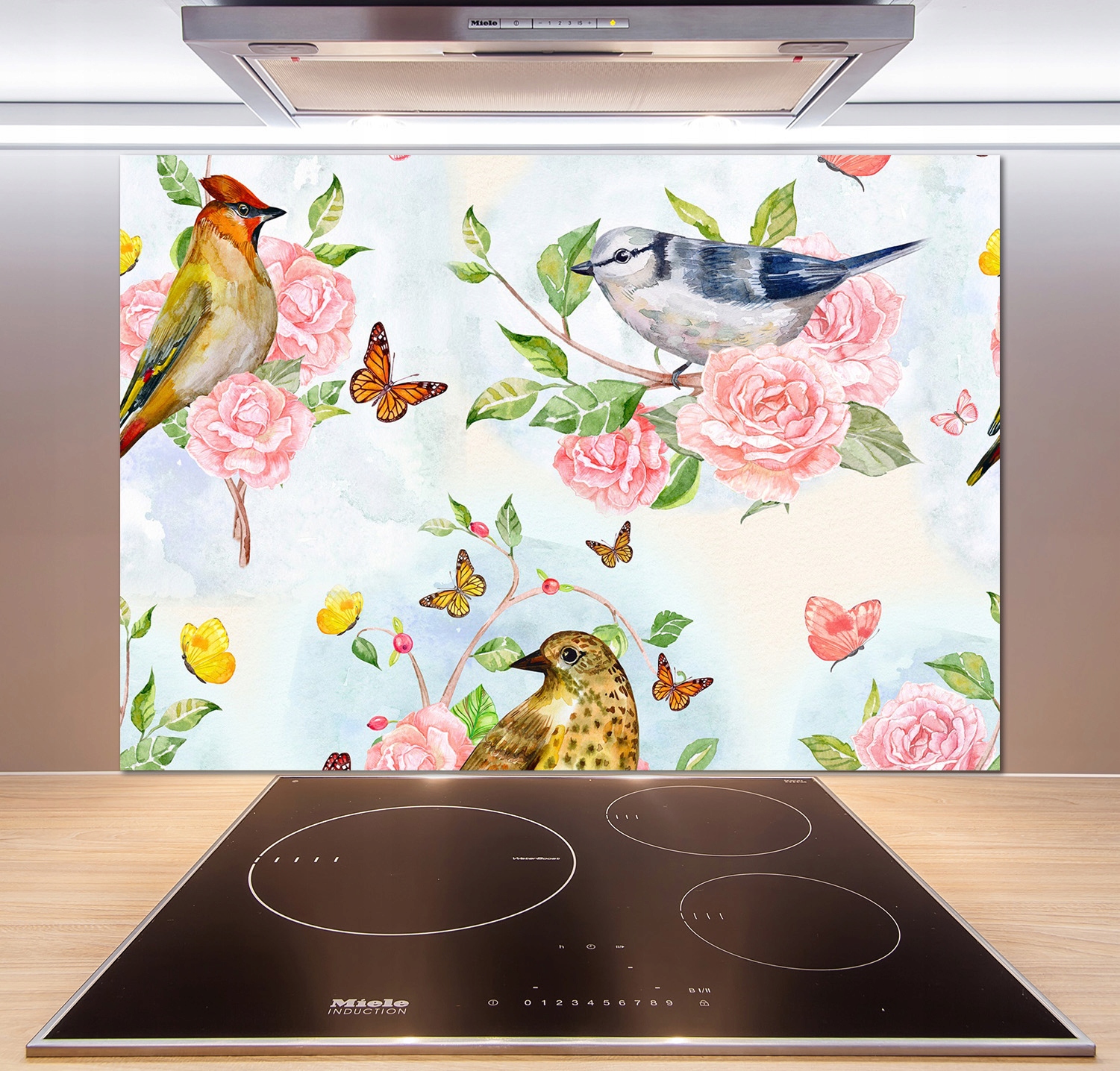 

Panel dekor szkło Ptaki i róże 100x70 cm + Klej