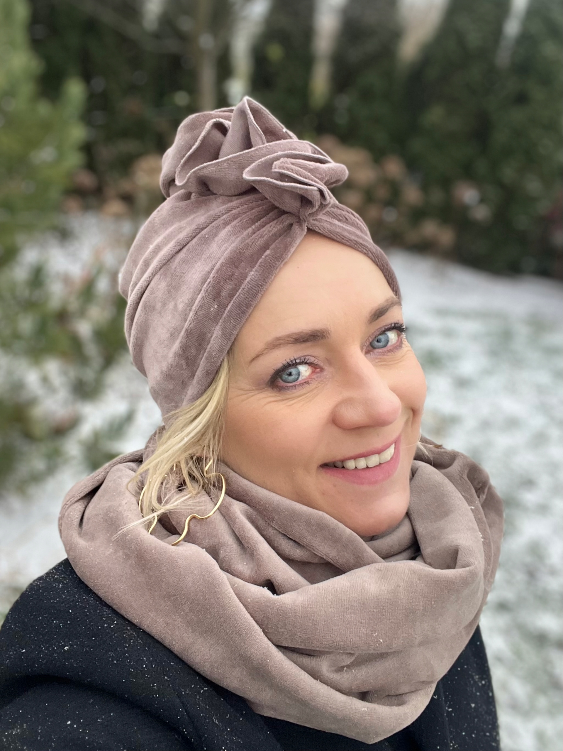 

Komplet Turban Luba wr26 i komin na zimę z weluru