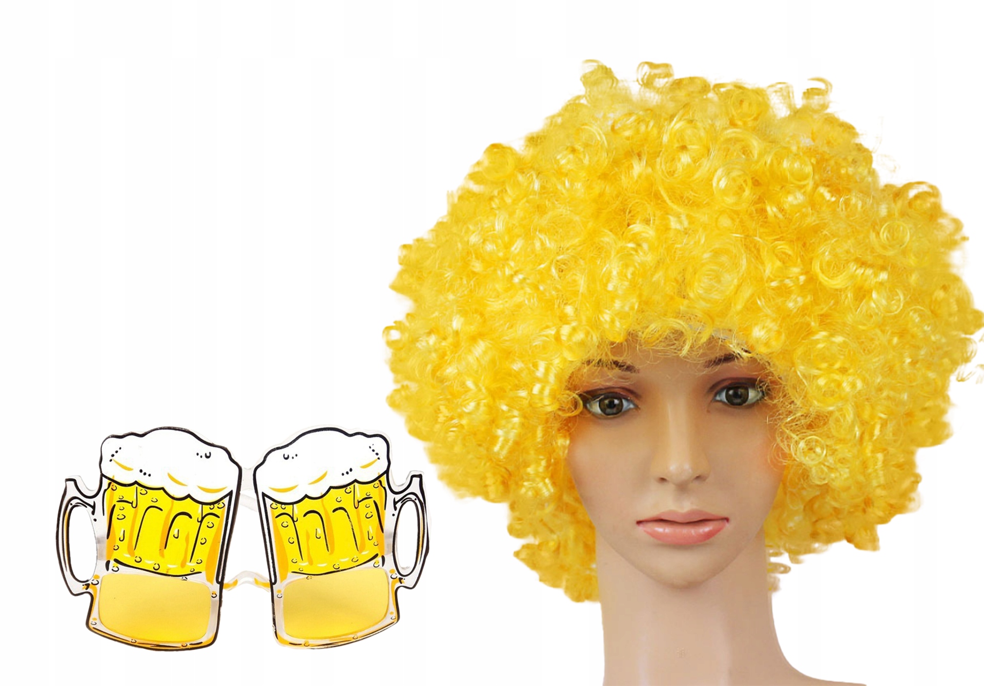 2 w 1 - PERUKA + OKULARY - WŁOSY AFRO PARTY FOTOBUDKA 18 20 30 40