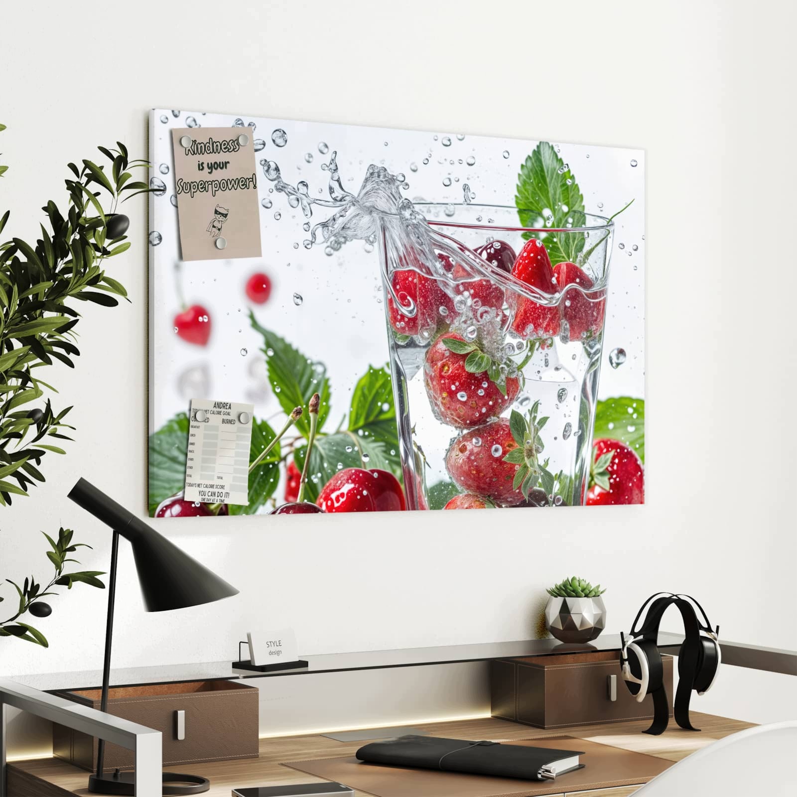 Magnetická tabule Jahody Třešně 90 × 60 cm
