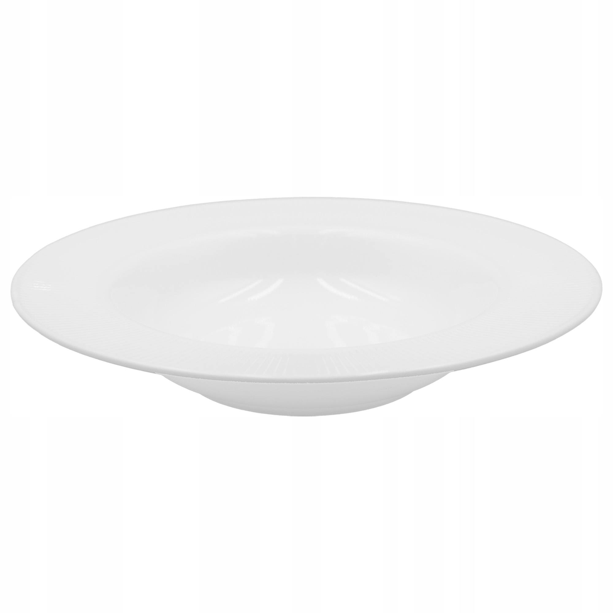 TALERZ GŁĘBOKI DO ZUPY 24 CM BIAŁY TŁOCZONY BRZEG OBIADOWY KARBOWANY OPAL