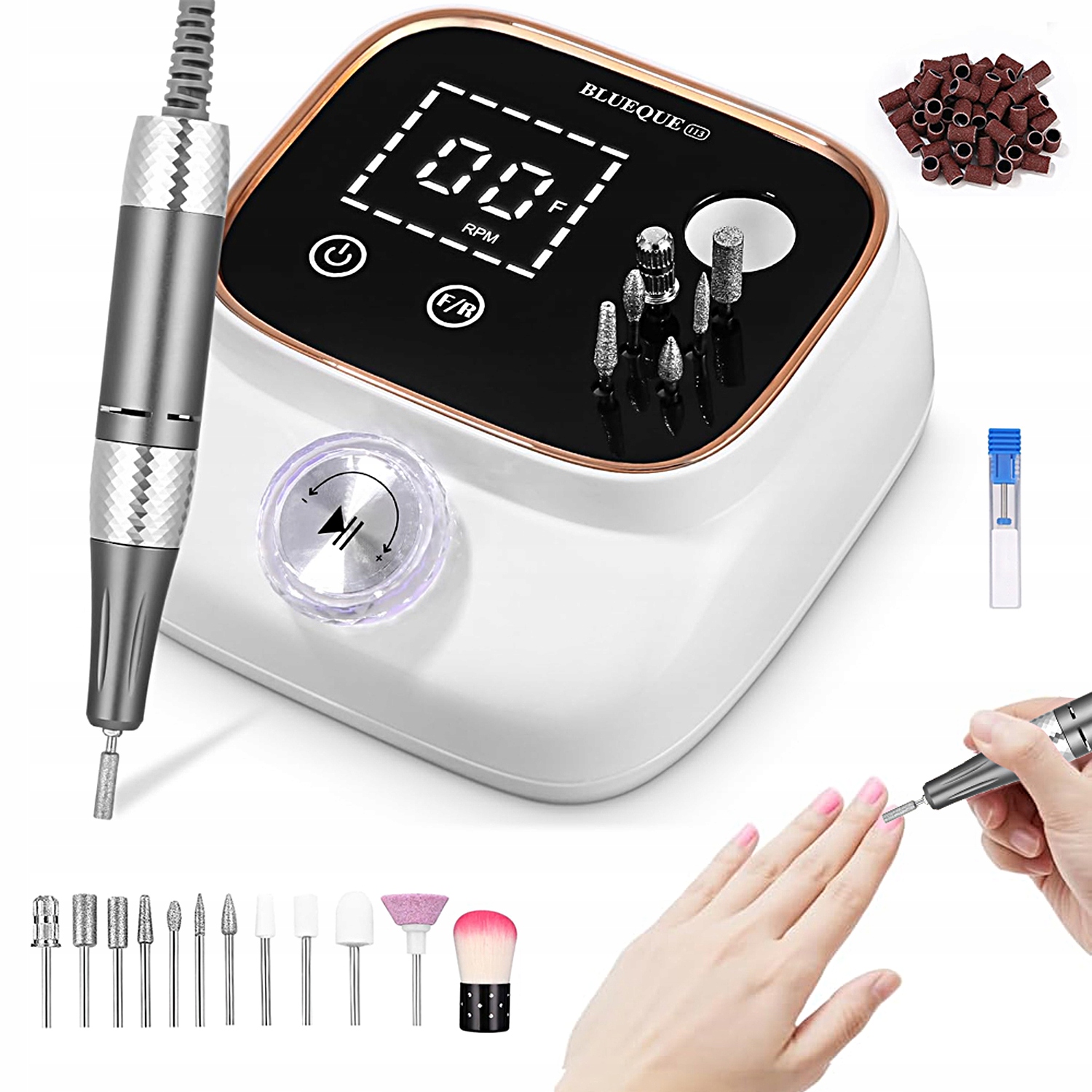 Pilník Na Nehty 11 Brusných Hlavic 45000 Rpm Led Lnik