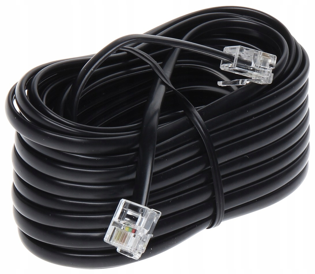 Przewód tel. wt. wt. czarny 7,5m Lechpol Electronics