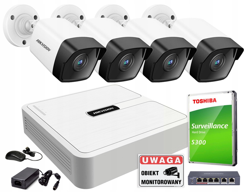 Monitorovací sada Hikvision IP-POE-KIT2104+IPCAM