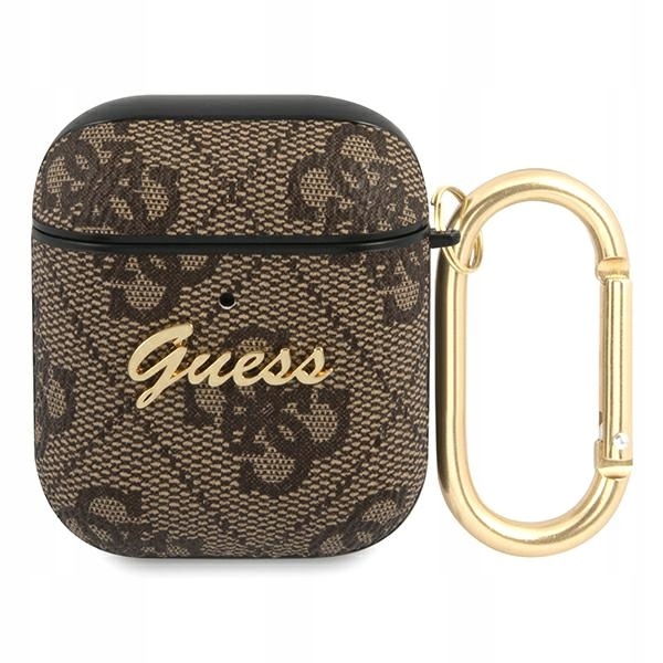 Guess GUA24GSMW AirPods 1/2 cover hnědá/brown 4G Script Metal Collection