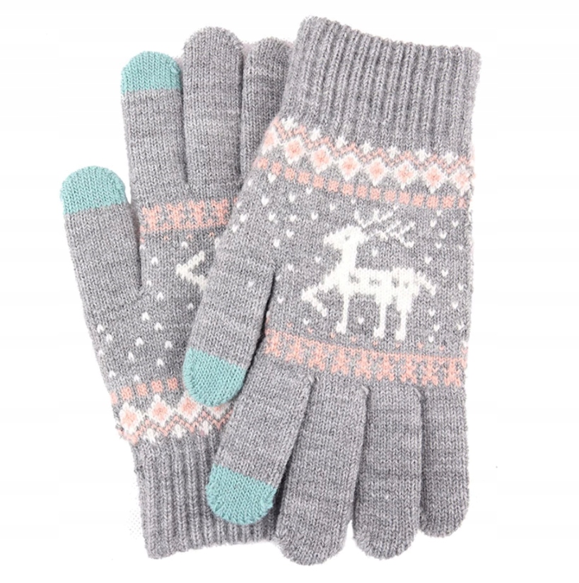 RĘKAWICZKI OCIEPLANE ZIMOWE TELEFON DOTYKOWE SZARY Płeć uniseks