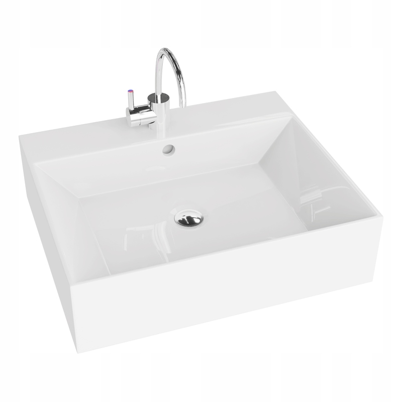 Umyvadlo Vista na desku/na stěnu, bílý obdélník, 52 x 43 cm