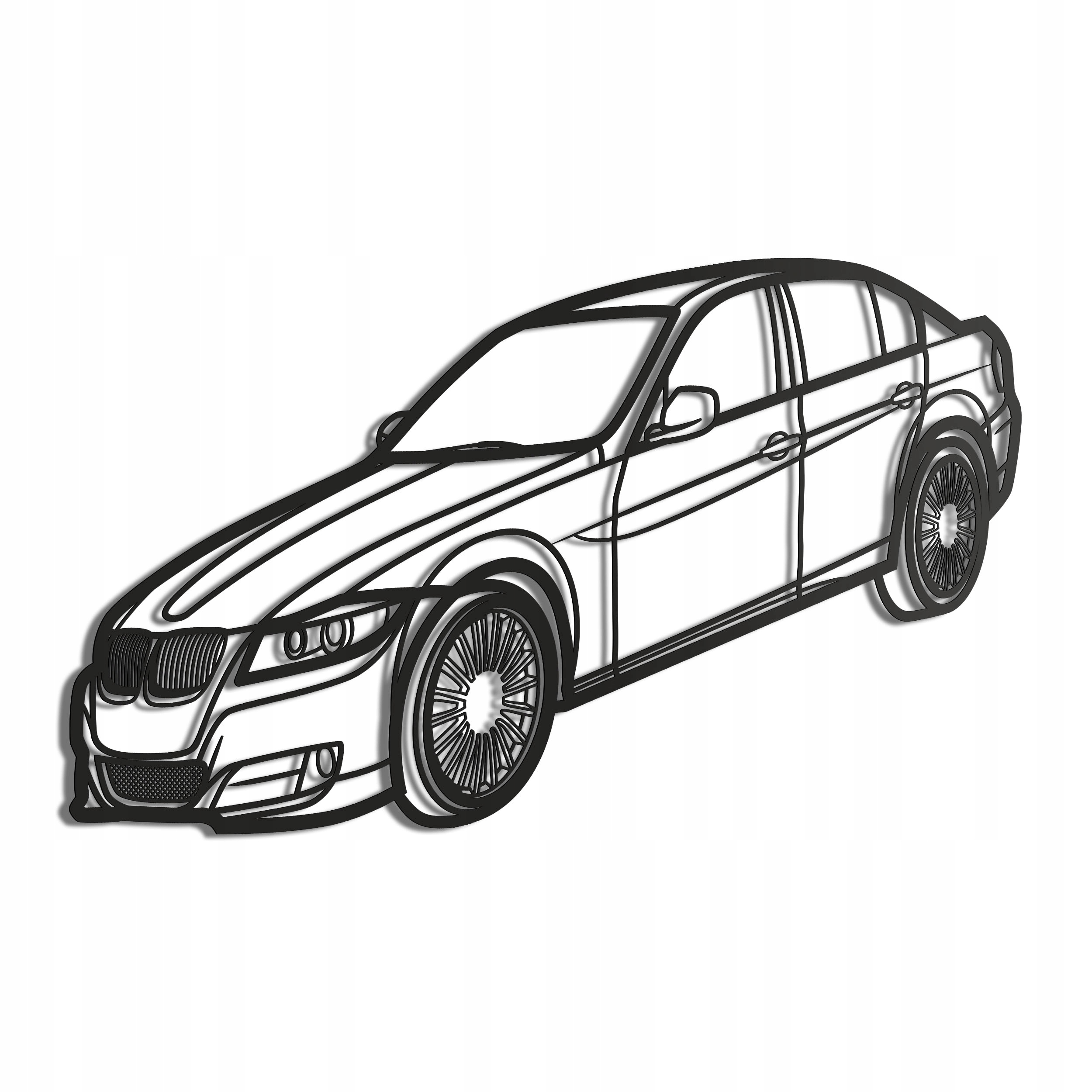 Dřevěný 3D obraz Bmw E90 ve stylu line Nástěnná Dekorace Dárek XL