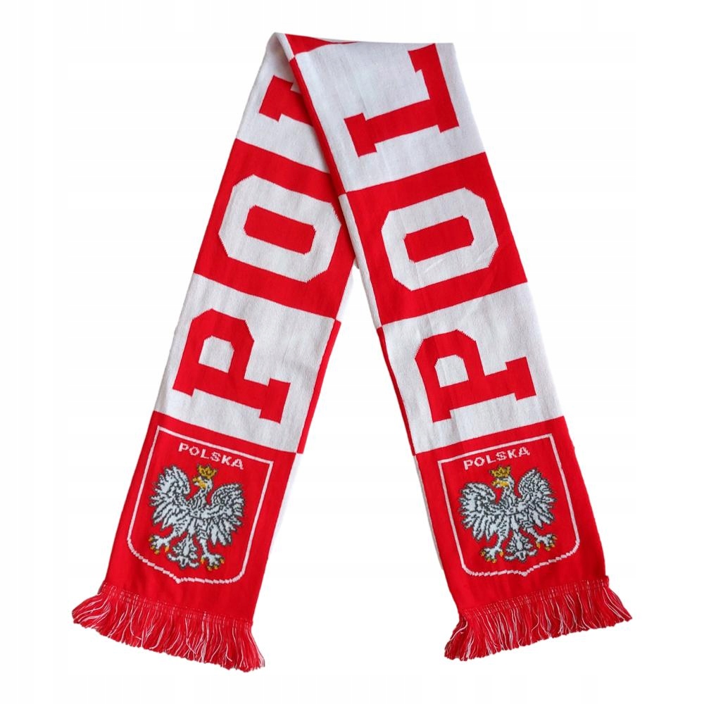 Polska Szalik Dziany Dwustronny Dla Kibica Pasy