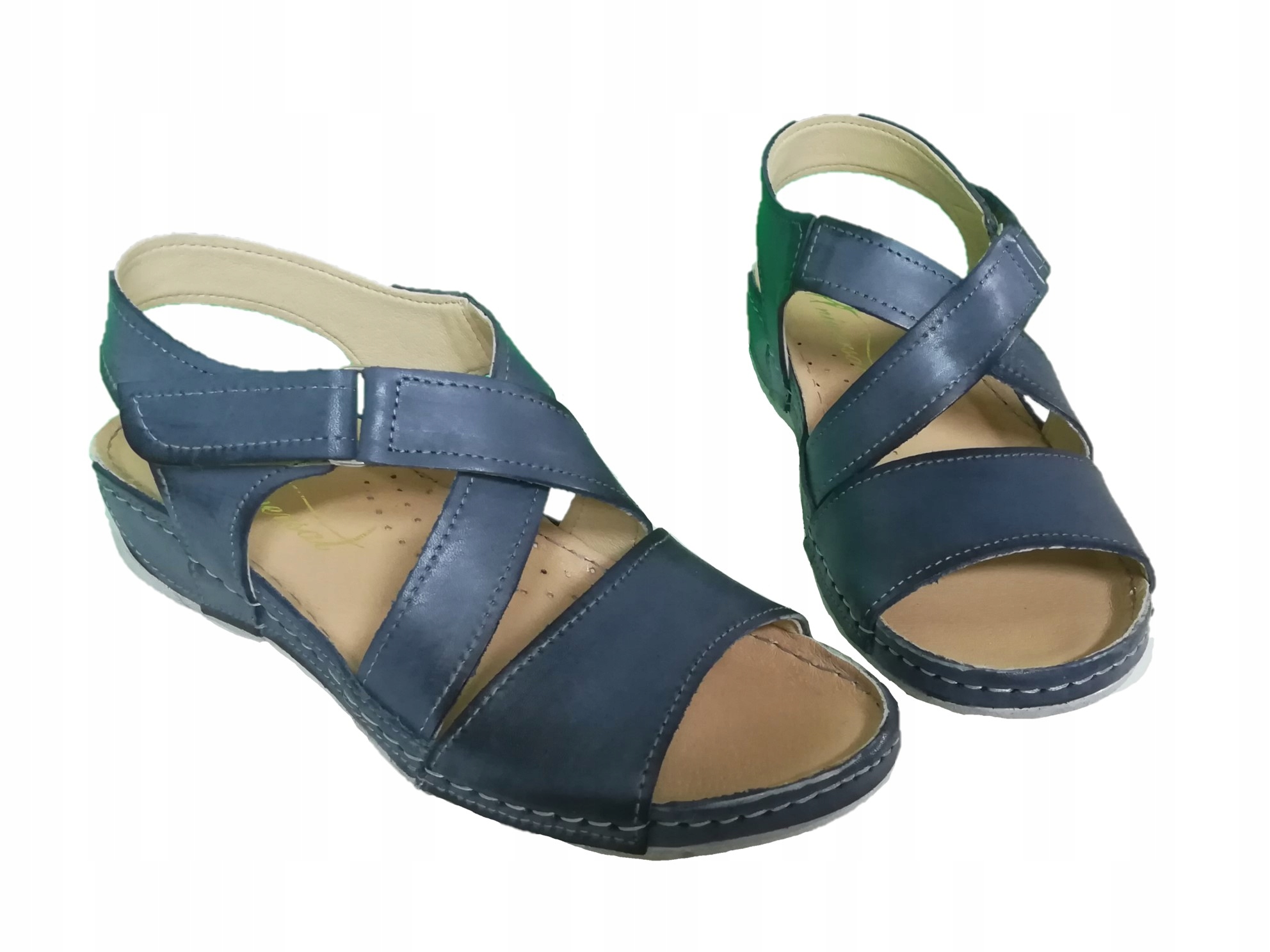 

26 Uniwersał obszywane sandały z rzepą koturna