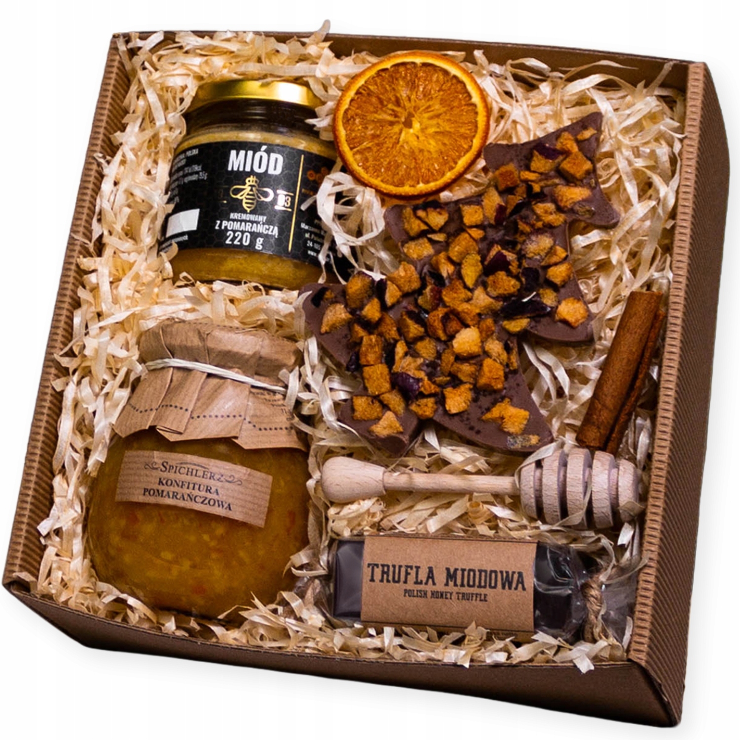 Levně Vánoční dárková krabička Dárek k Vánocům – zavařenina, med, lanýž