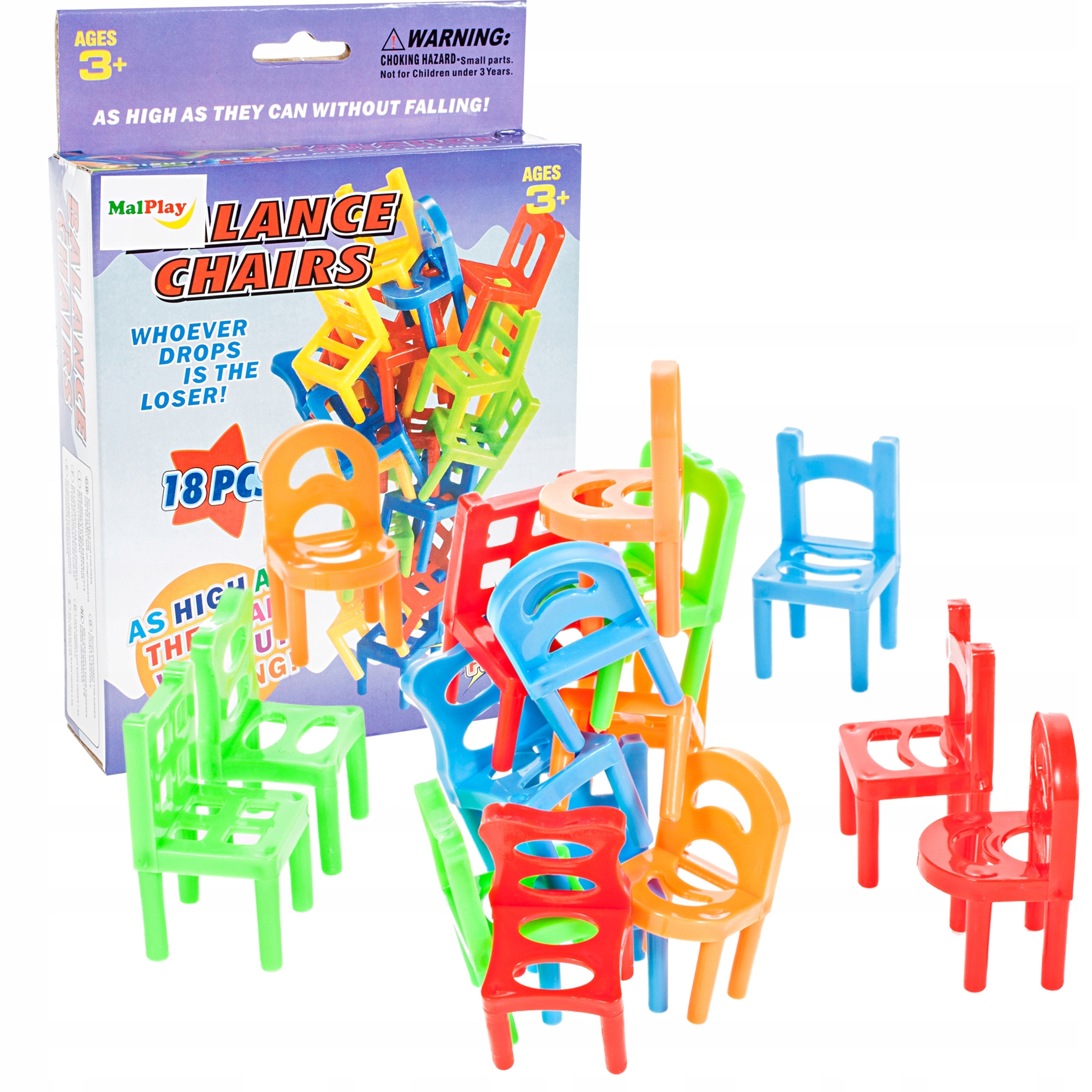 GRA Spadające Krzesła ZRĘCZNOŚCIOWA Dla 3 Graczy Wysokość produktu 21 cm