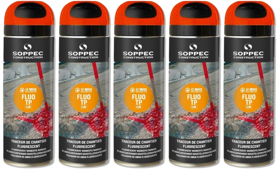 TP FLUO SPRAY FARBA GEODEZYJNA CZERWONA 12SZT