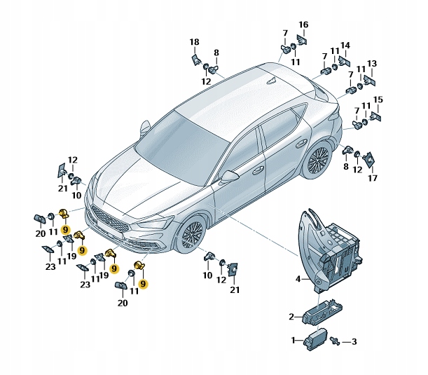 Parkovací senzor VW/Audi/Škoda 5WA919275A905. Nový, originální produkt