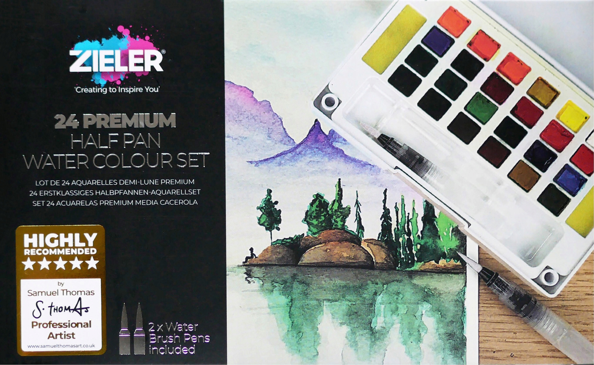 Akvarelové barvy v polokostkách Zieler 24 kol.