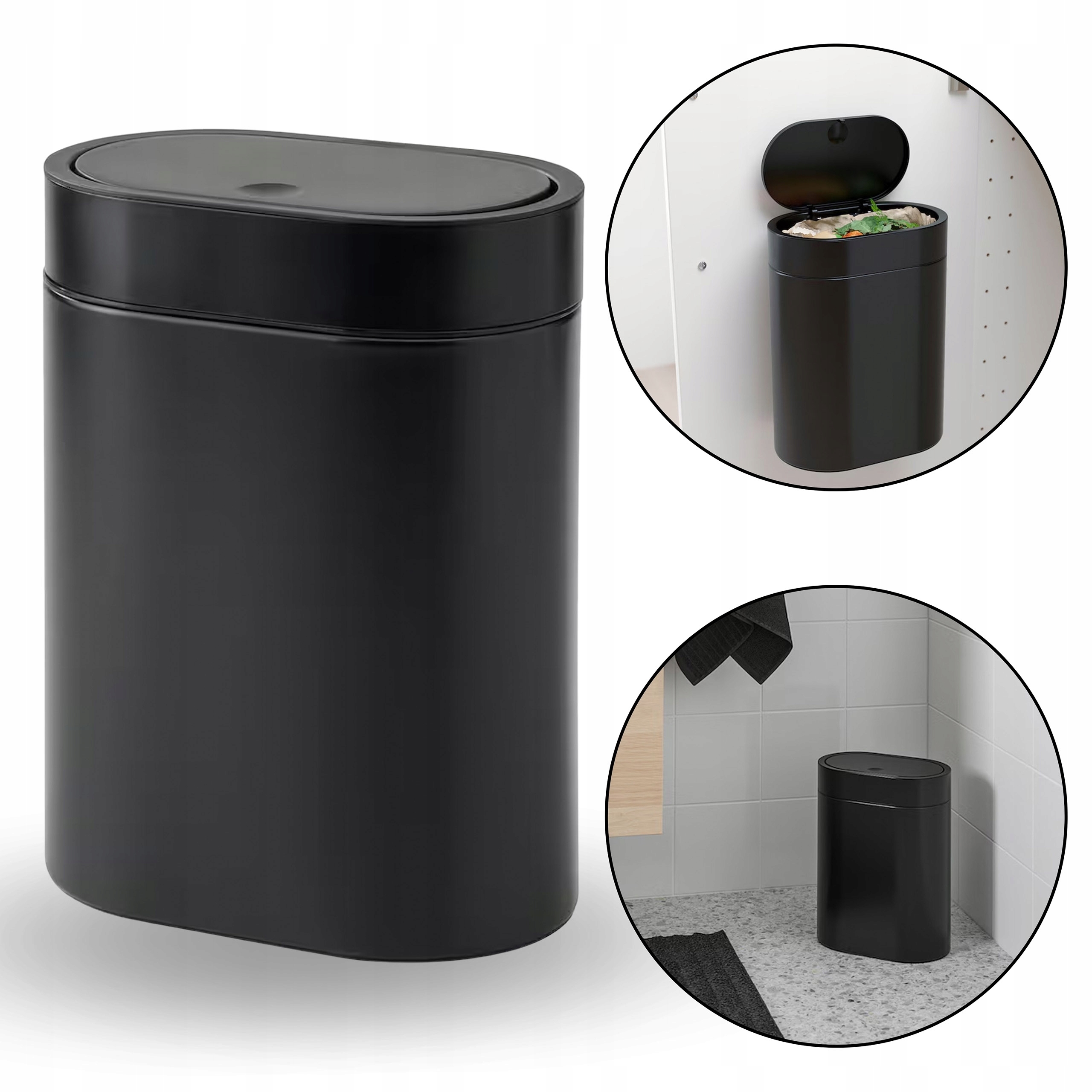 Brogrund Černý koš s víkem na tlačítko 4 l Ikea