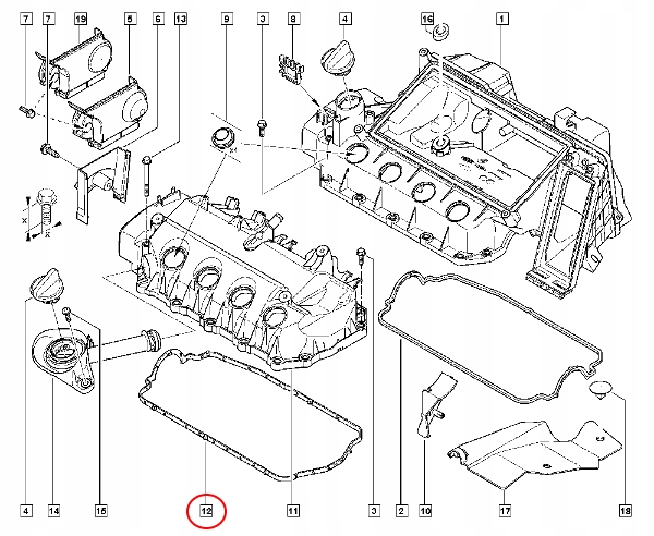 USZCZELKA POKRYWY ZAWORÓW 1.2 16V CLIO IV Numer katalogowy części 440239P 7701059314