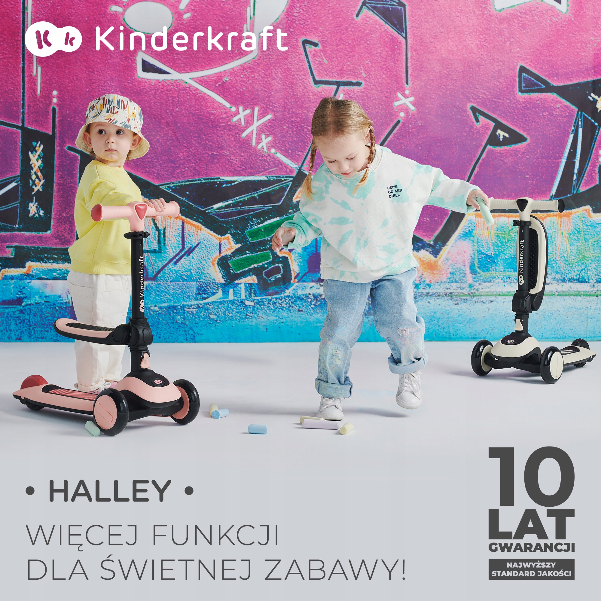 KINDERKRAFT 2w1 HALLEY rowerek hulajnoga LED Green Marka Kinderkraft
