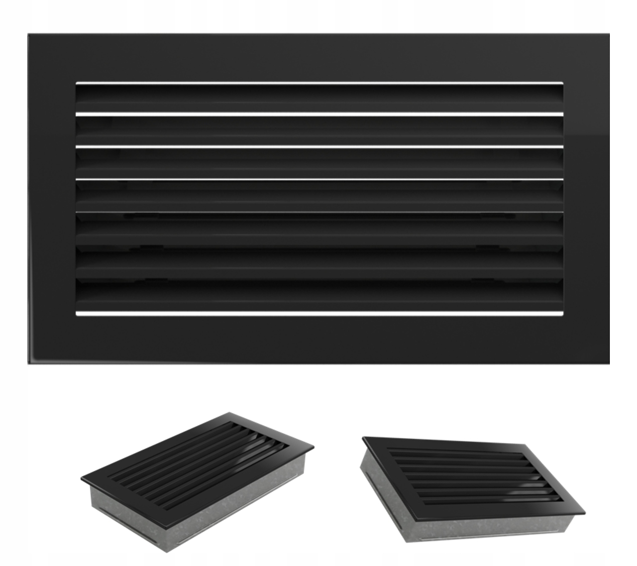 Ventilační Mřížka Krbová Kratki 17x30 Černá s ozdobnou žaluzií