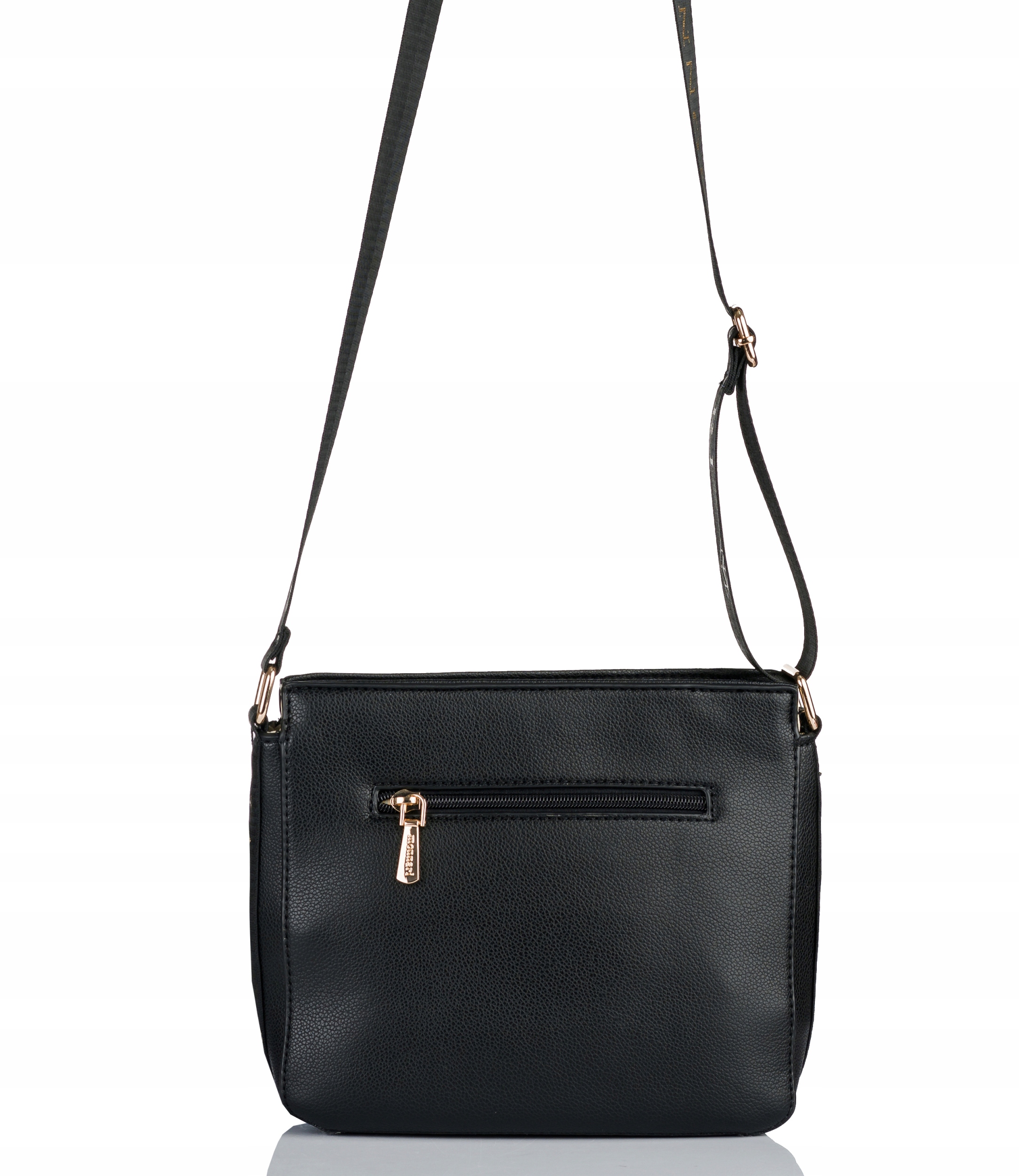 MONNARI Torebka na ramię LISTONOSZKA Pojemna PASEK LOGO PREMIUM Wielkość mała (nie mieszcząca A4)