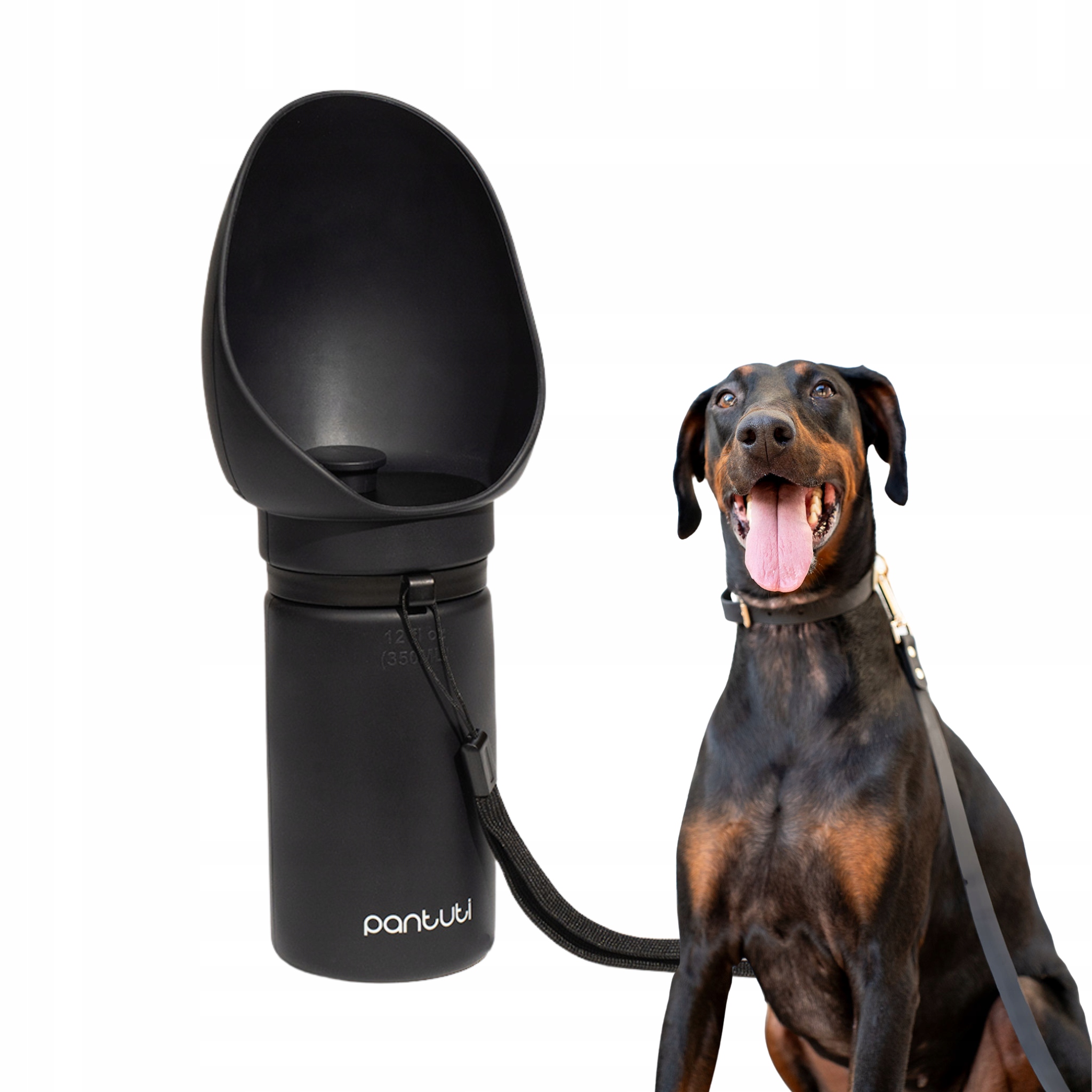 Skládací silikonová turistická láhev pro psa Monte černá 350 ml