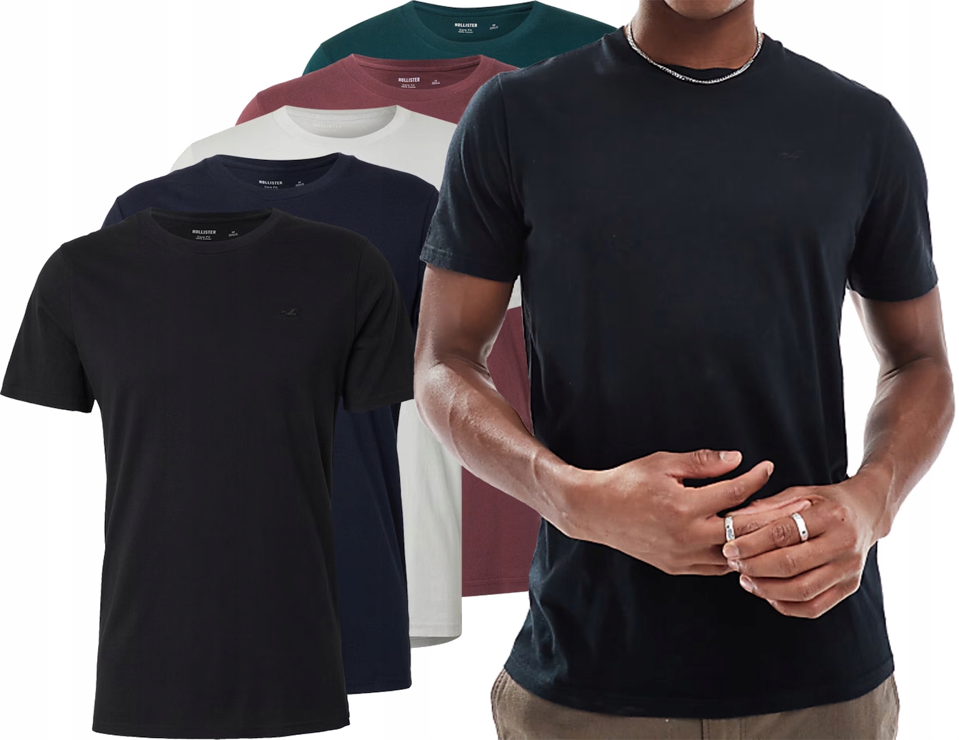 Koszulka Męska Hollister 5-PACK Bawełna Abercrombie T-shirt 5PAK Rozmiar M