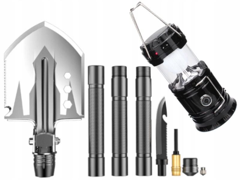 Skládací Saperka Multitool Lopata 12v1 +Lampička