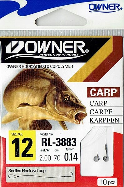 Haczyki Owner HO-RL3883 rozmiar 12 z przyponem 0,14 mm