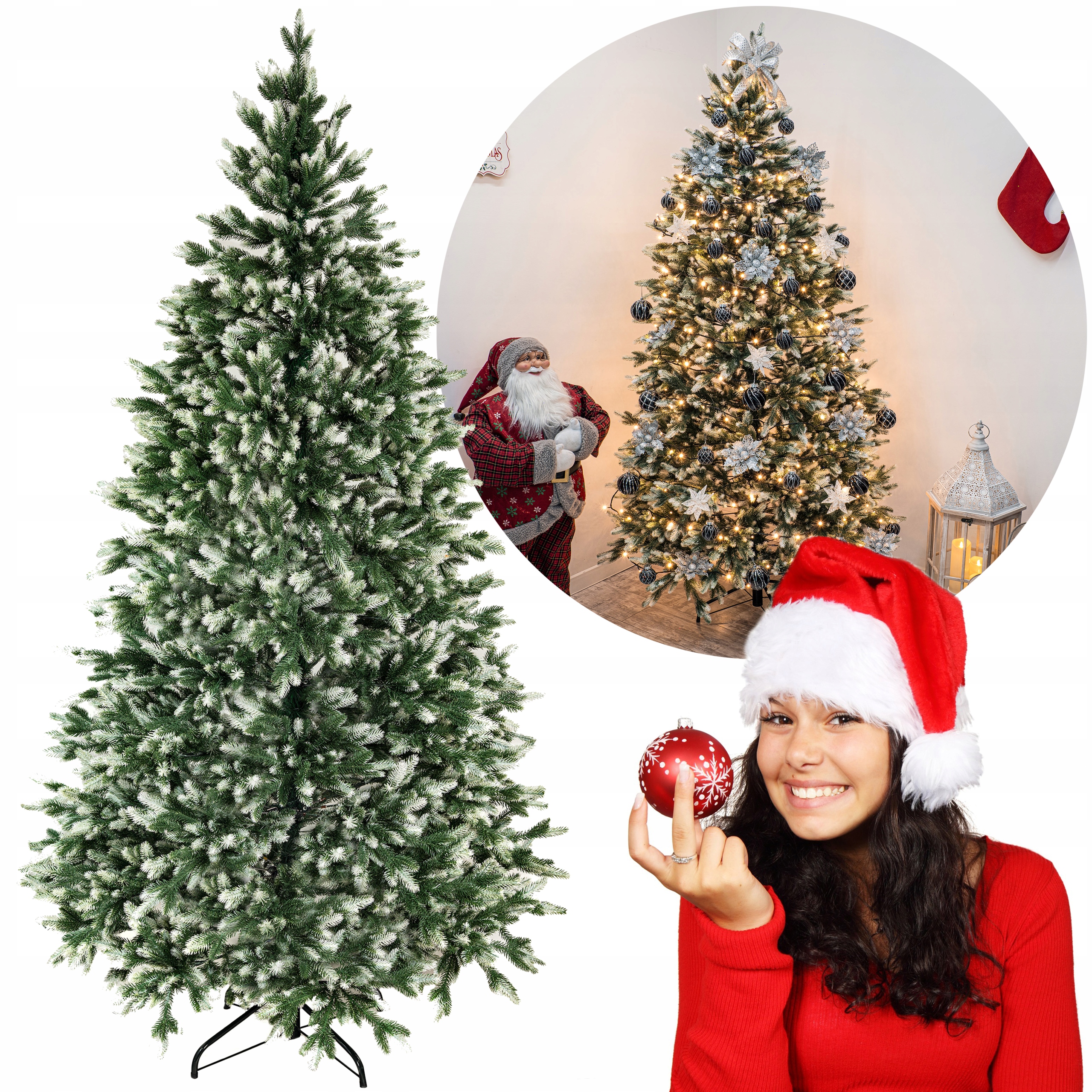 Hustý Vianočný Stromček 220 cm 100 % Pe Zasnežený Ako Živý