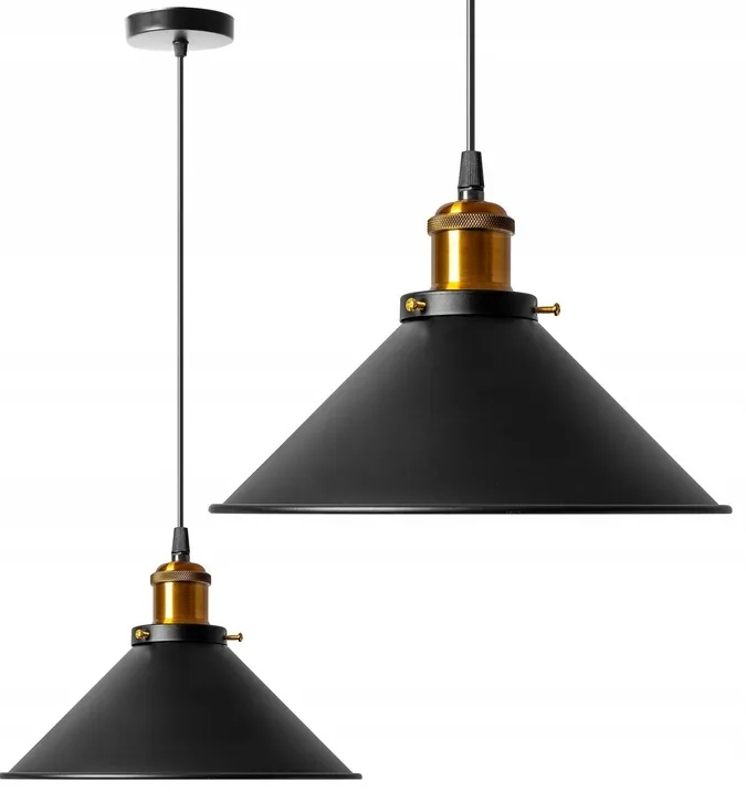 

Lampa Wisząca Sufitowa Porto Loft Czarna Złota Mat