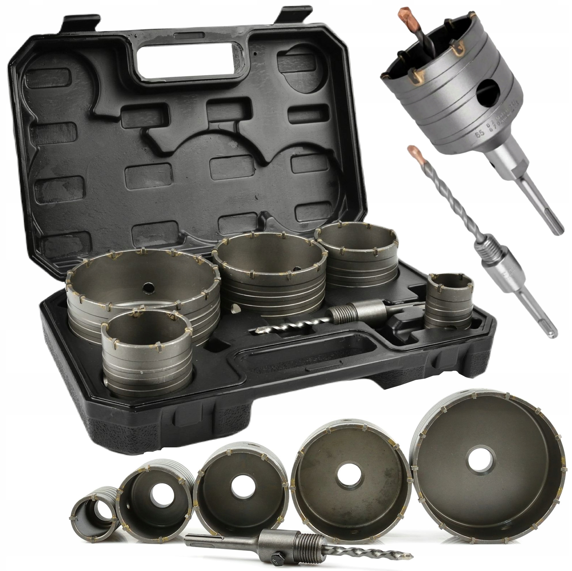 Zestaw Frezów Otwornic Koronek Do Betonu Muru 7 El. 40-125mm