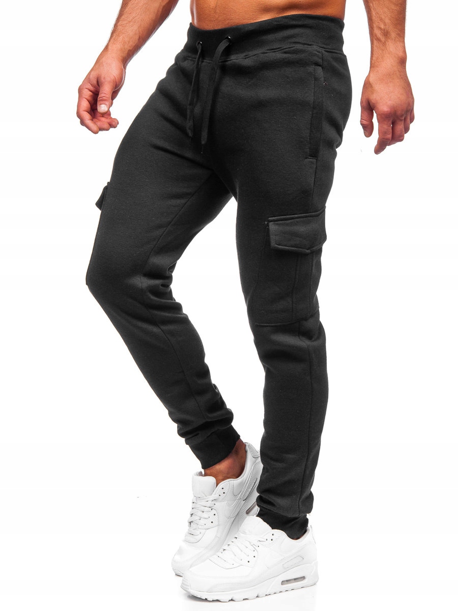 

Spodnie Męskie Dresowe Czarne JX326 Denley_xl