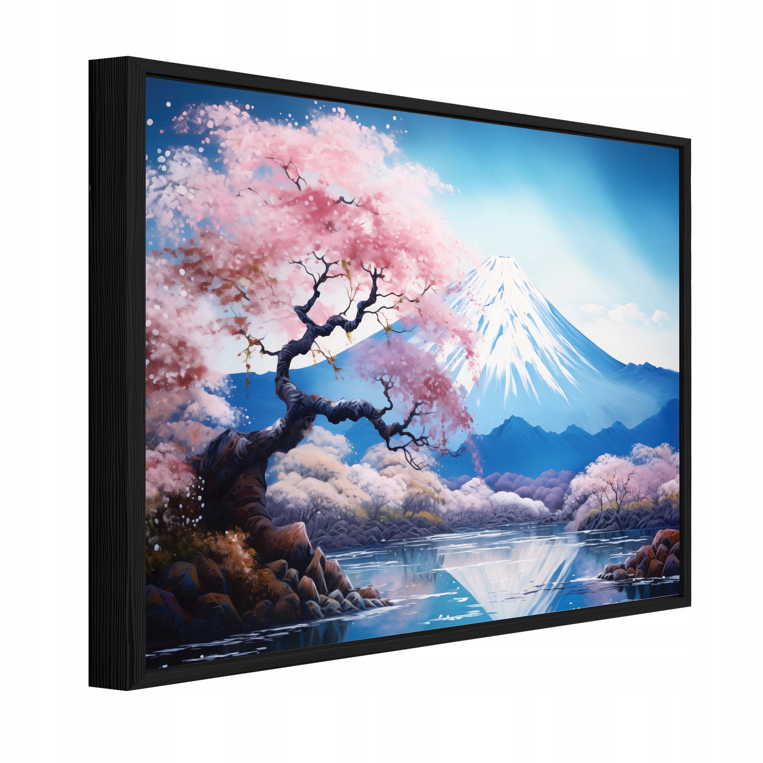 Nástěnný Obraz V Rámu Dekorace Sopka Fudži Příroda Strom Růžový 40x30