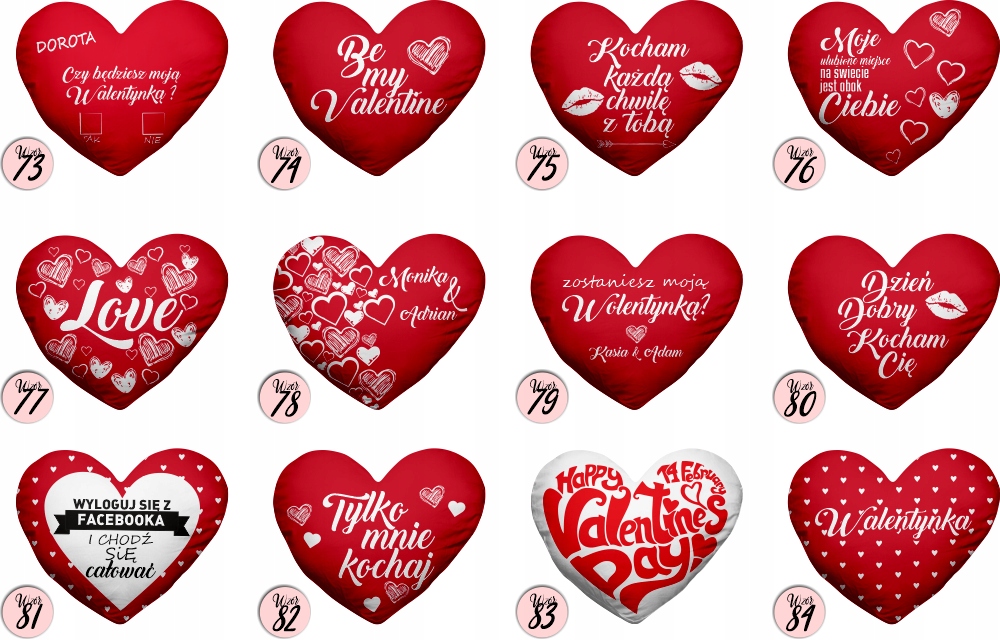 WIELKIE SERCE PODUSZKA Z NADRUKIEM IMIONAMI Długość poduszki 60 cm