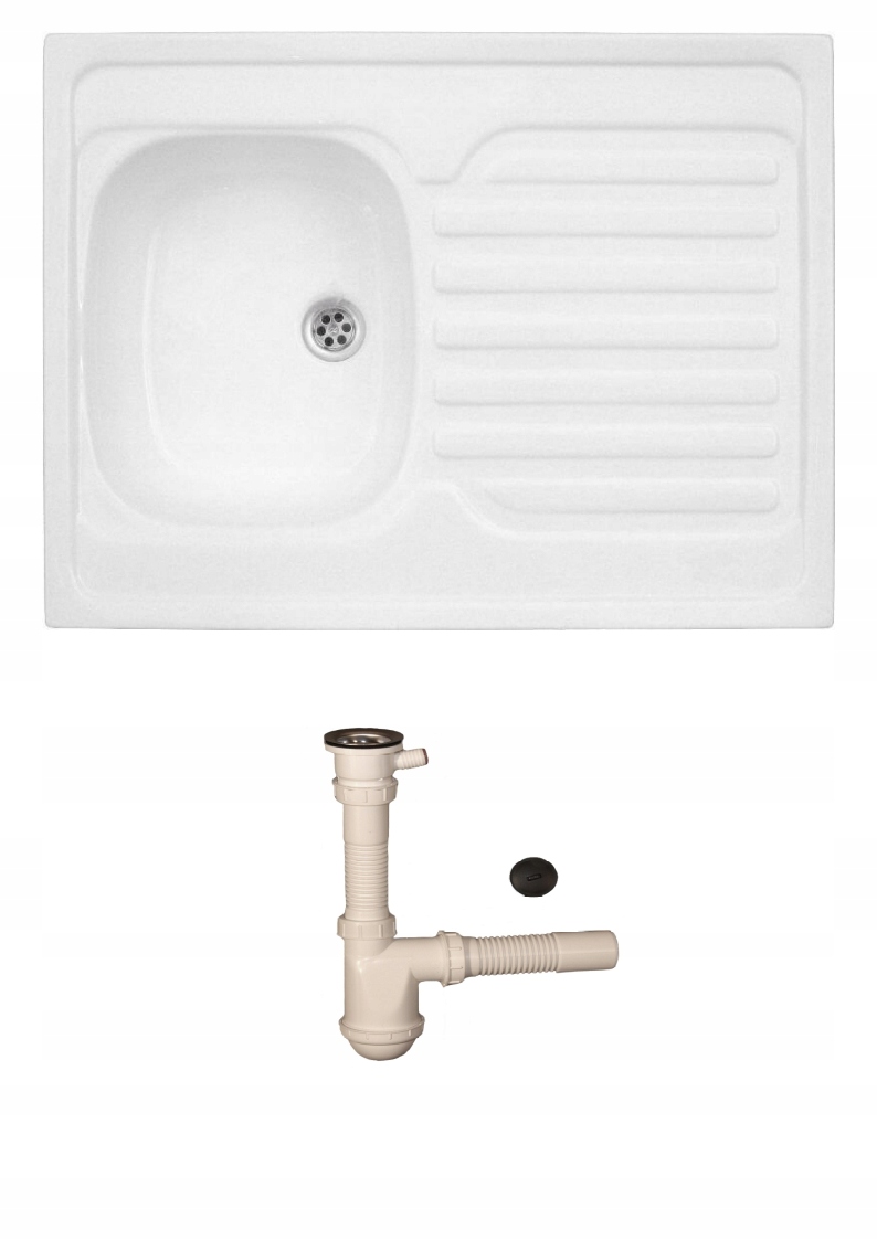 Akrylový Jednokomorový Drez 80x60 CM Sifón