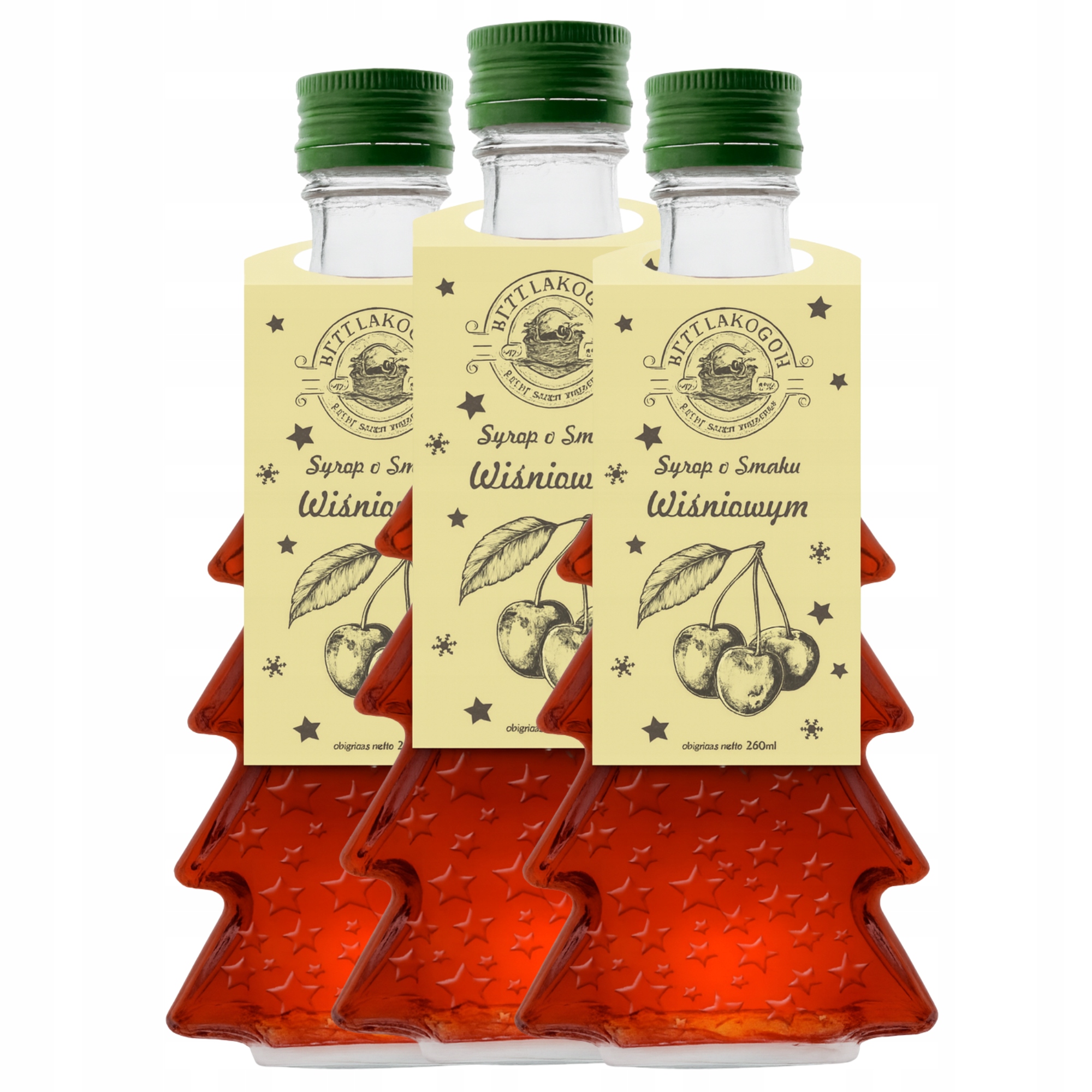 Butelka Choinka Syrop 250 ML O Smaku Wiśnii Dla Bliskich Pracowników x10