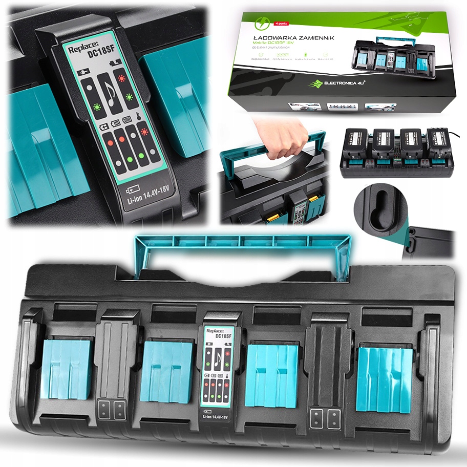 Ładowarka zamiennik Makita DC18SF 18V 4 porty do baterii akumulatorów