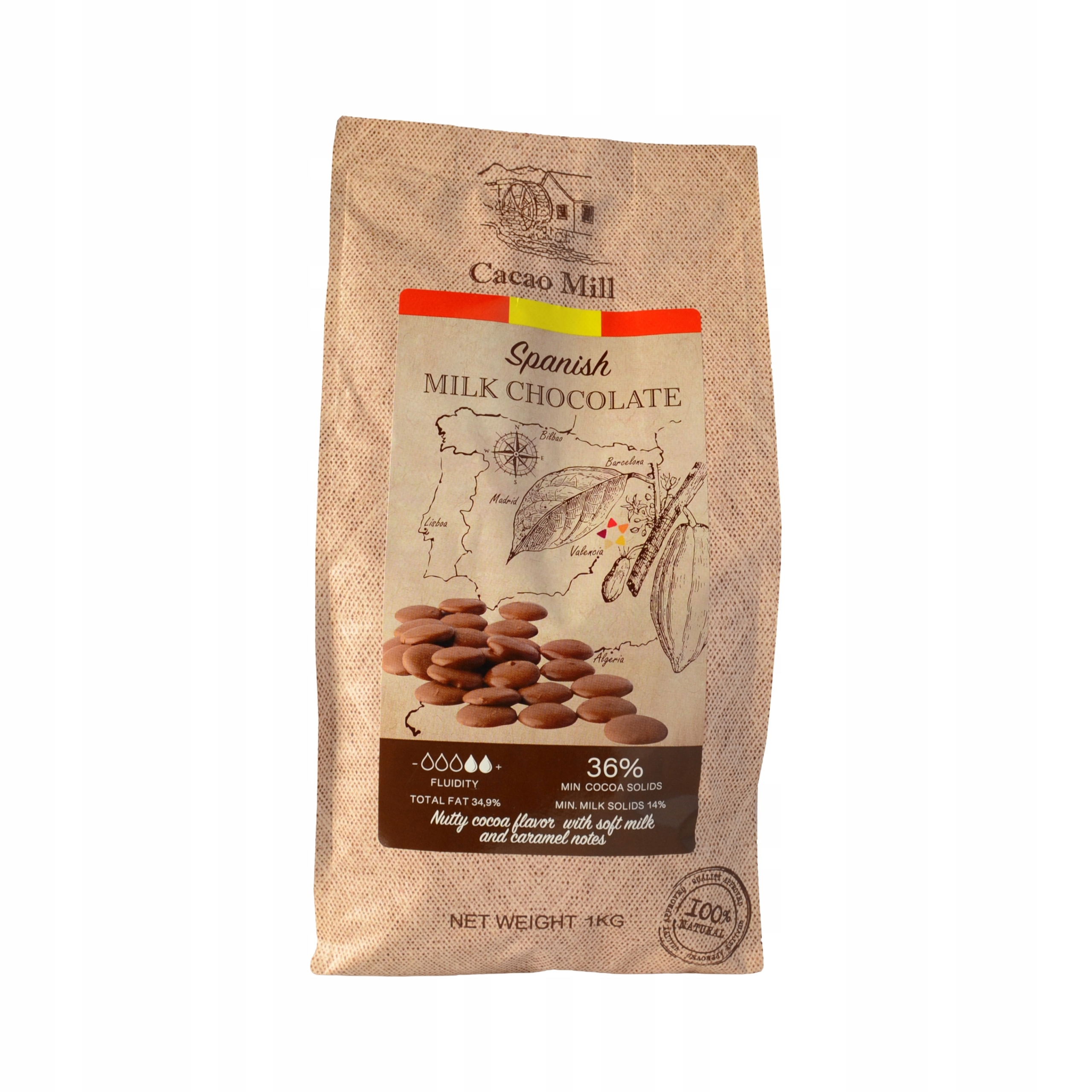 Levně Čokoláda 36% Cacao Mill 1 kg