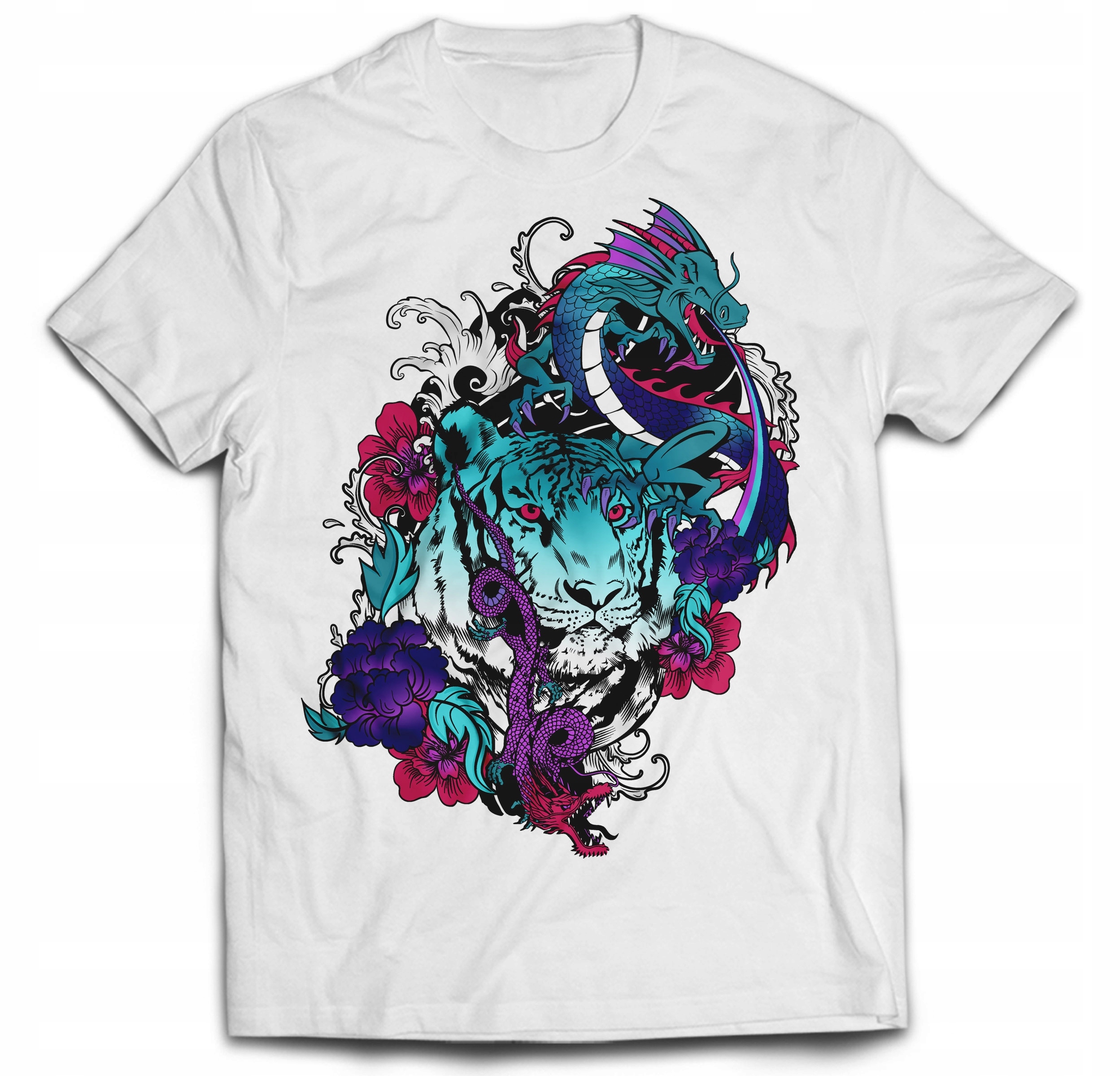 

Japan Anime Tygrys Tiger Smok Dragon Kwiaty 4XL