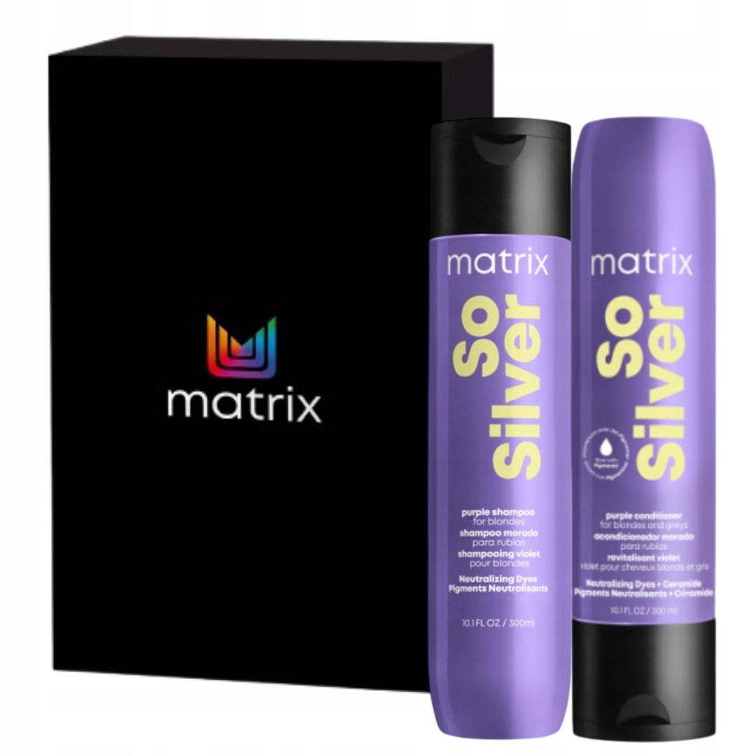 Matrix So Silver fioletowy szampon do siwych włosów blond, odżywka