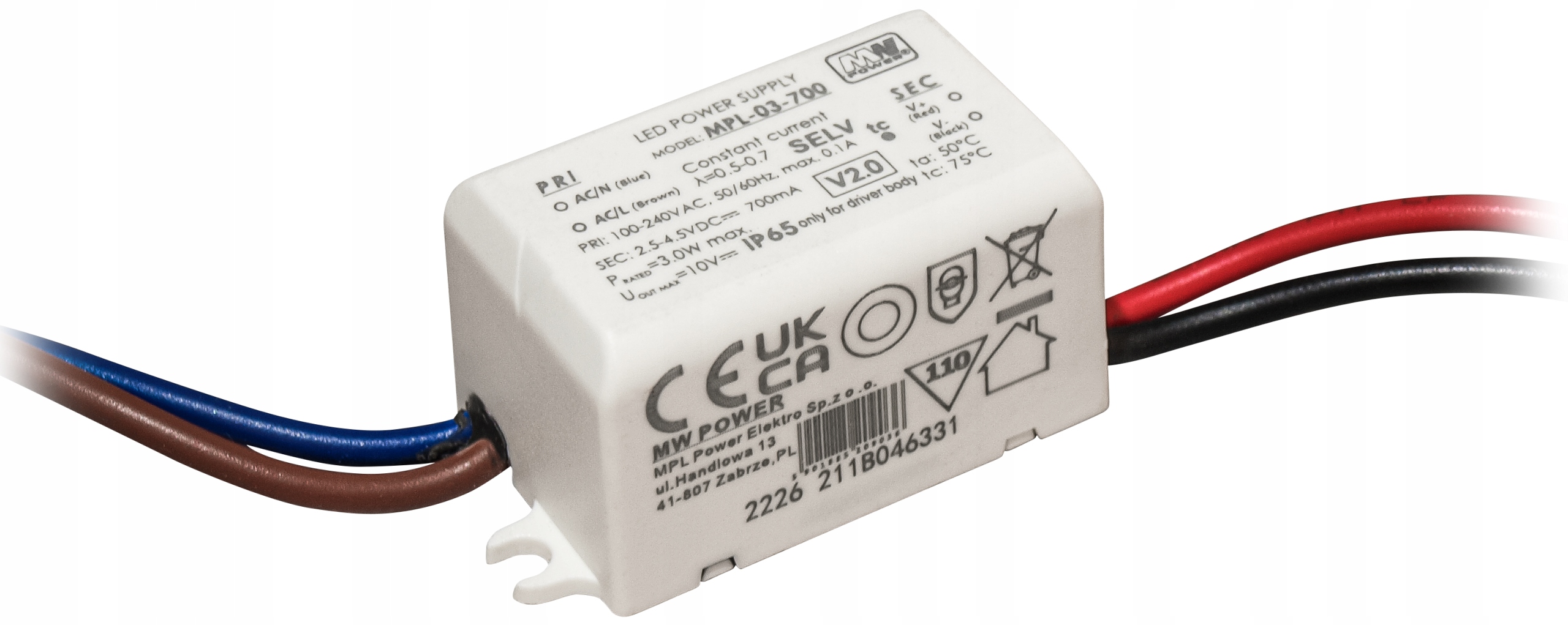 ZASILACZ PRĄDOWY 700mA 3W 2.5-4.5V DOPUSZKOWY DO PUSZKI MW POWER MPL-03-700
