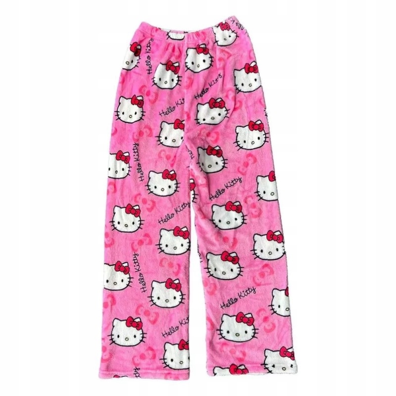 ŽENA TUČNÝ TEPLÝ FLANEL NOHAVICE Z PYŽAMA HELLO KITTY MÄKKÉ POHODLNÉ