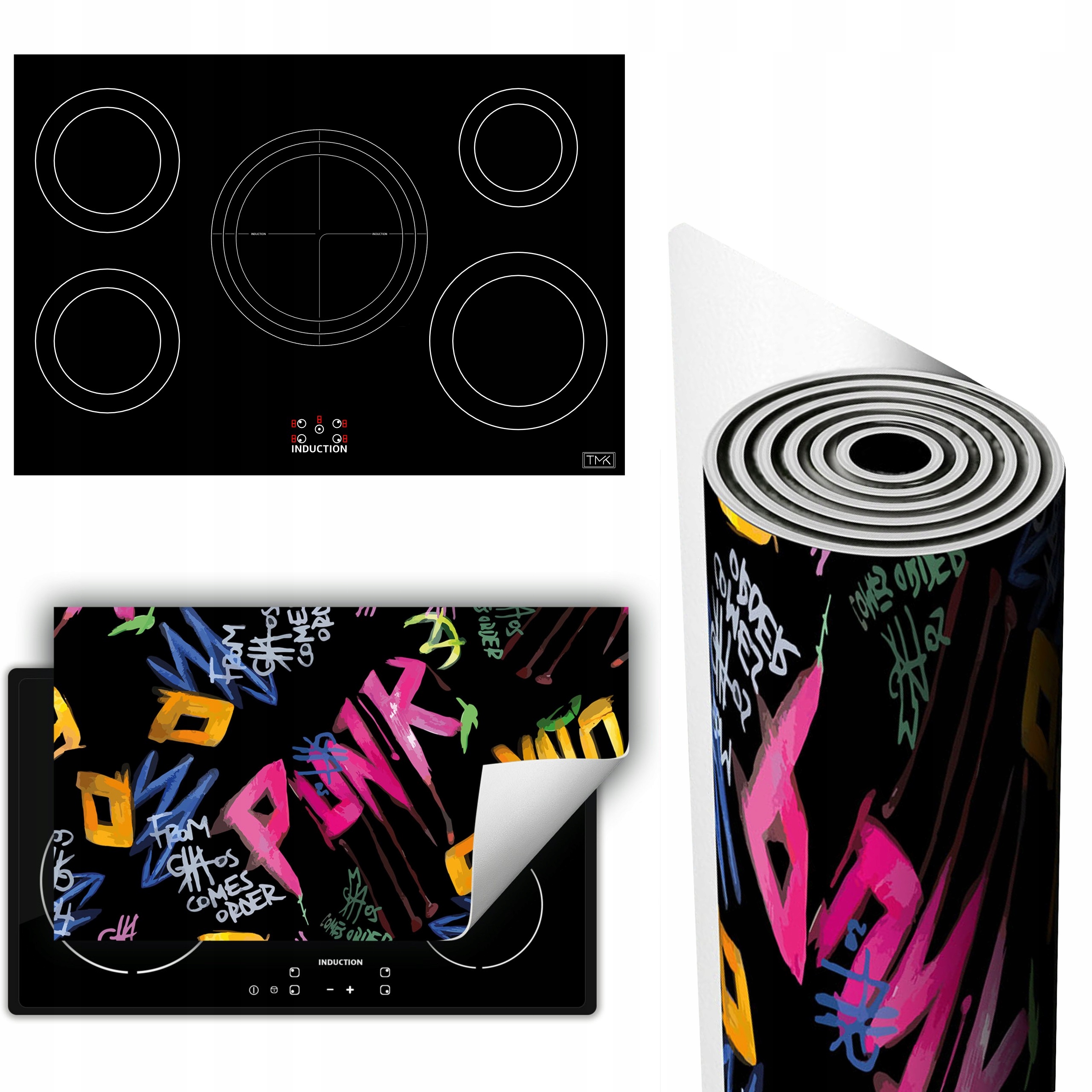 Vinylová Podložka Na Ochranu Sporáku 90x52 černá punková