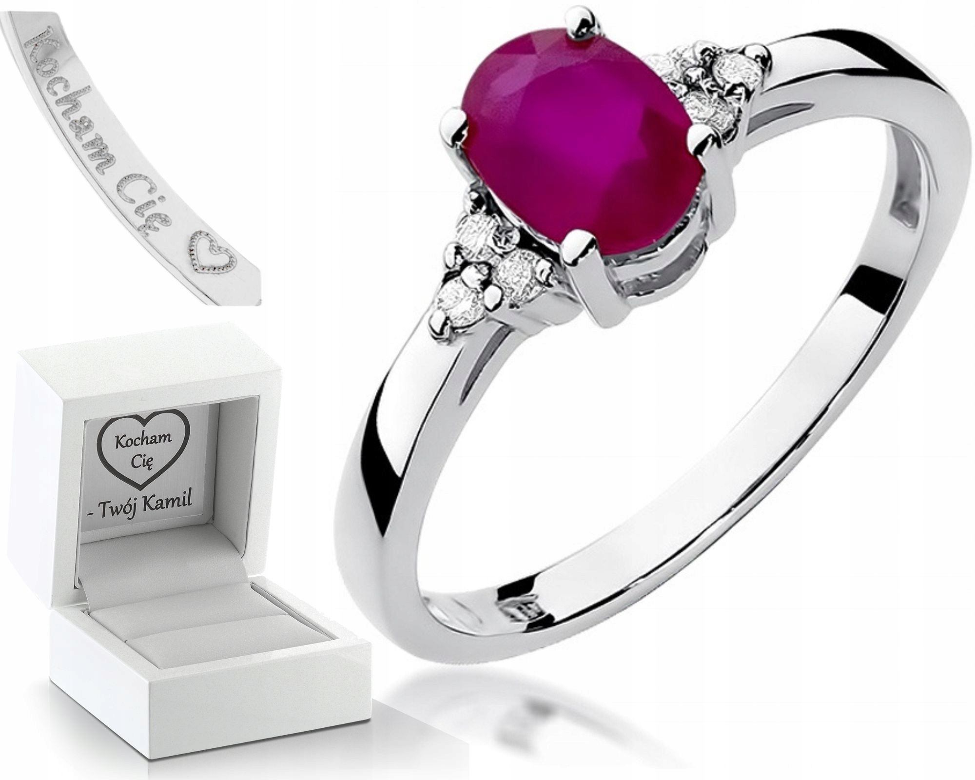 Prstýnek Rubín Brilianty 0,585 Bílé Zlato Obchod