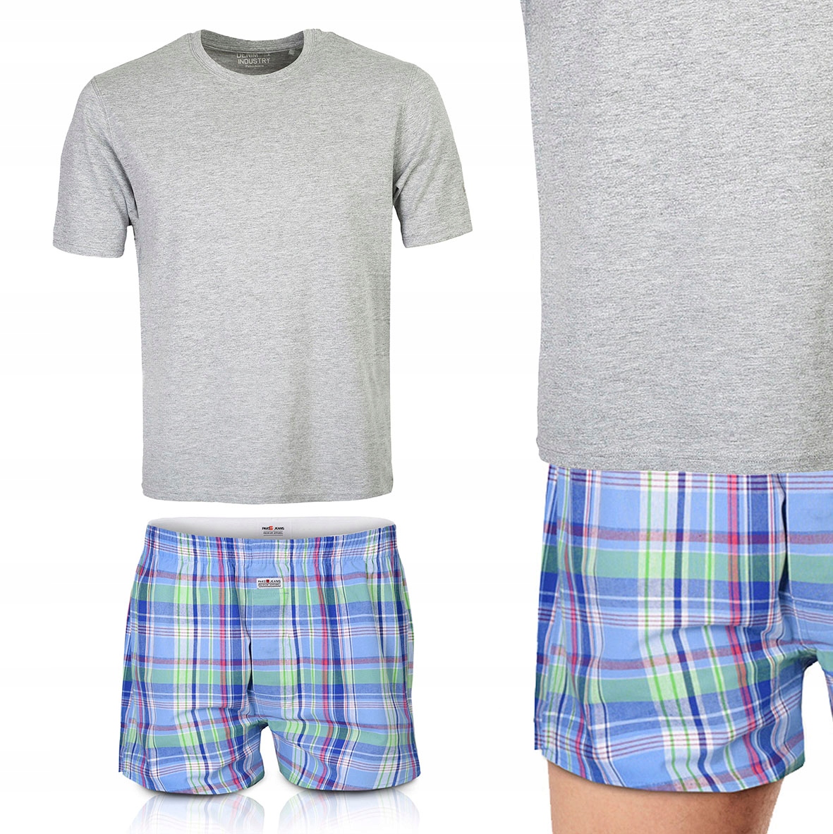 Pánské bavlněné Pyžamo Sada triček s krátkým rukávem a šortky XL Pako Jeans