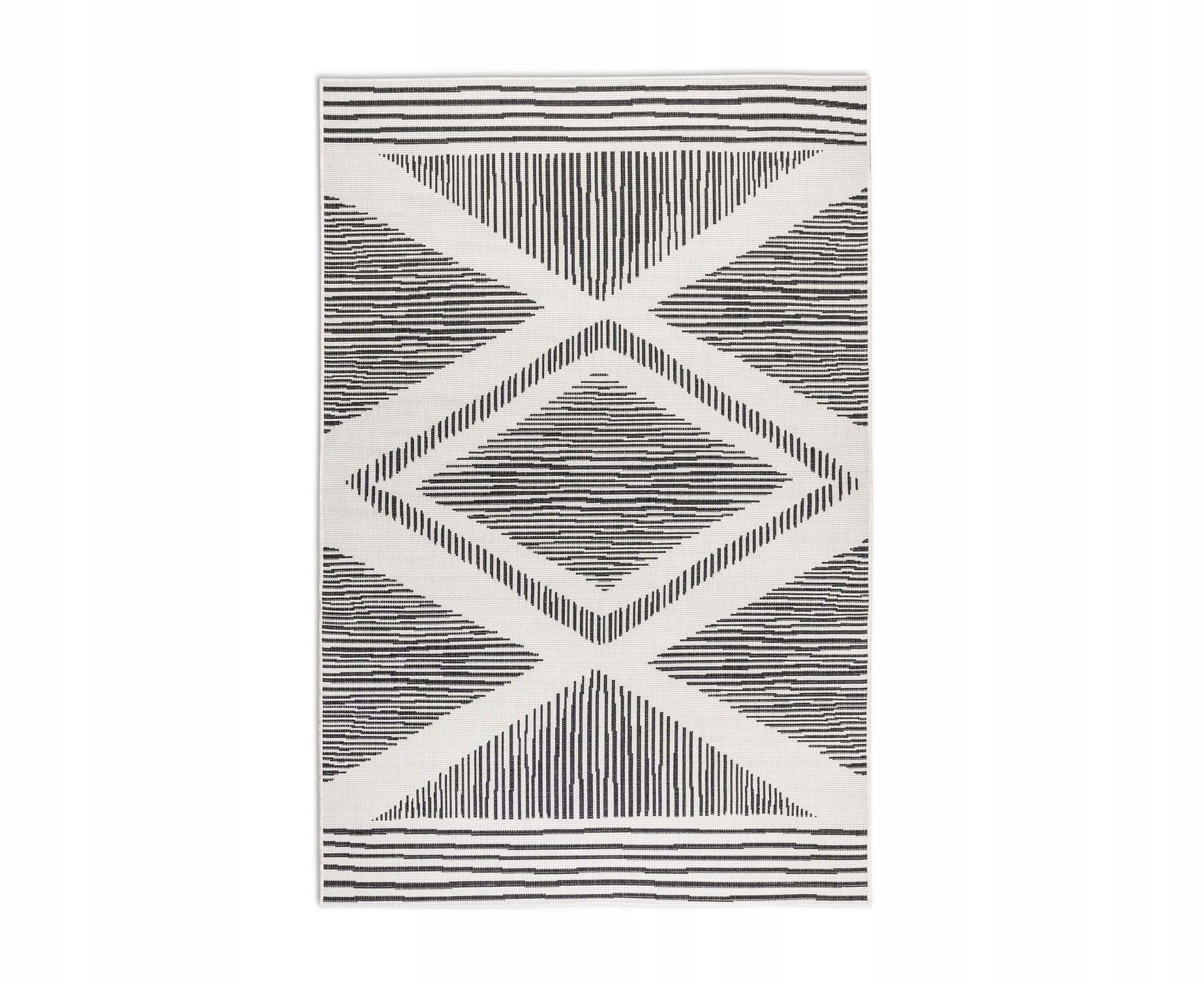 Koberec na terasu 160 x 230 cm, krémovo čierny, obojstranný, plochý