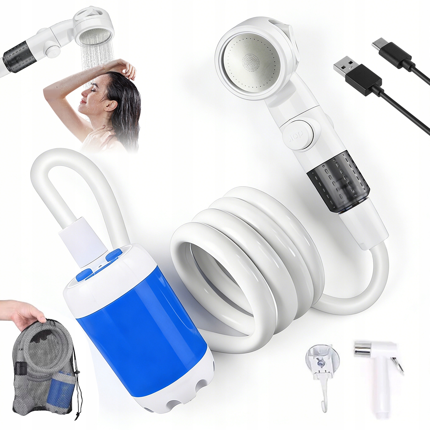 Přenosná Turistická Kempingová Sprcha Do Auta S Akumulátor 4000 Mah