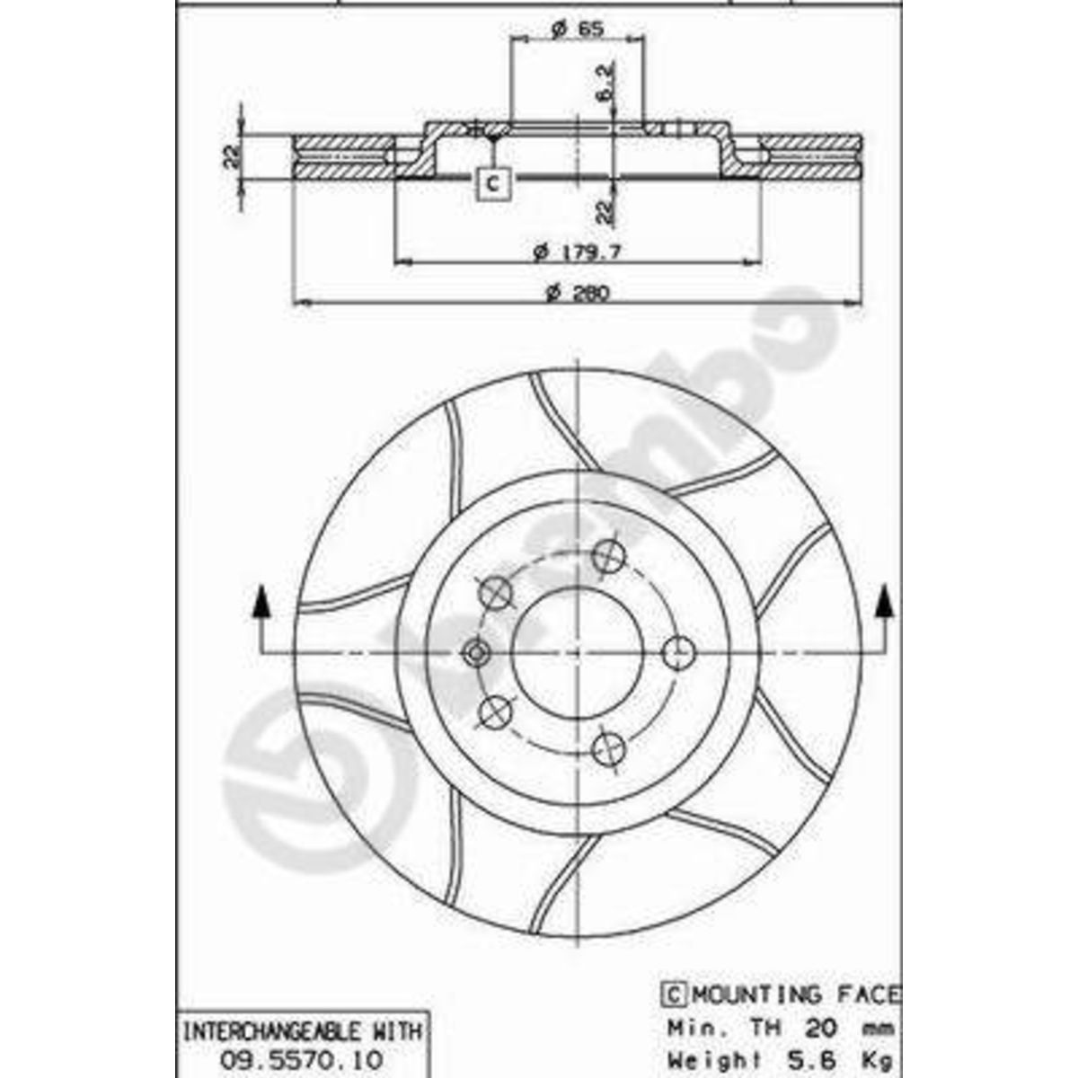09.5570.75 - Щит BREMBO Max SEAT TOLEDO и; VW CORRADO, гольф