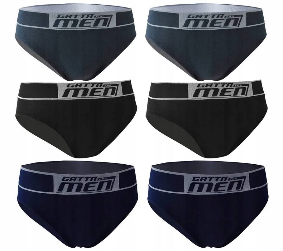 6X Gatta Slipy Slipy Bavlna Černé Grafit Námořnická Modrá L